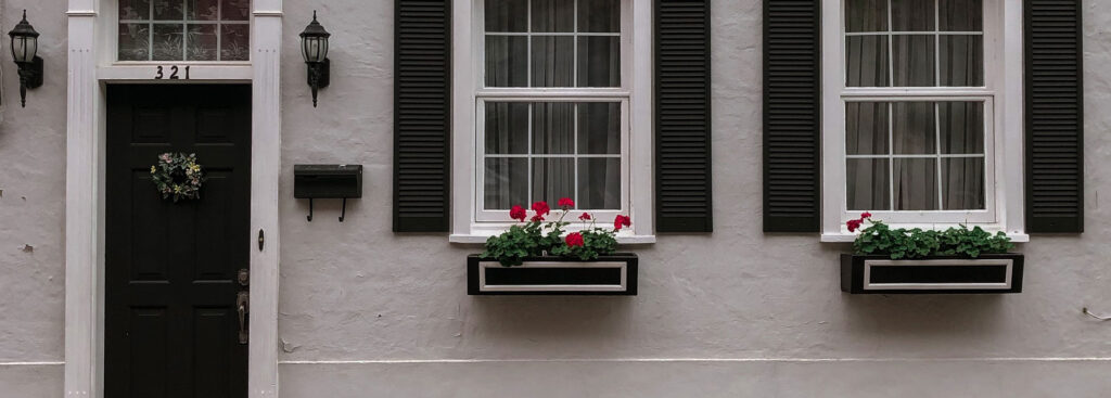 House exterior with window boxes